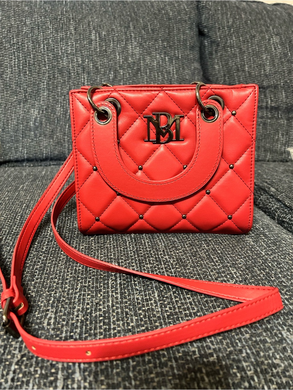 Badgley Mischka Red Quilted Crossbody with Logo Accent